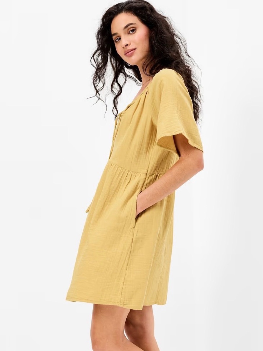 Old Navy Crinkle Gauze Flutter-Sleeve Mini Swing Dress size Med NWT